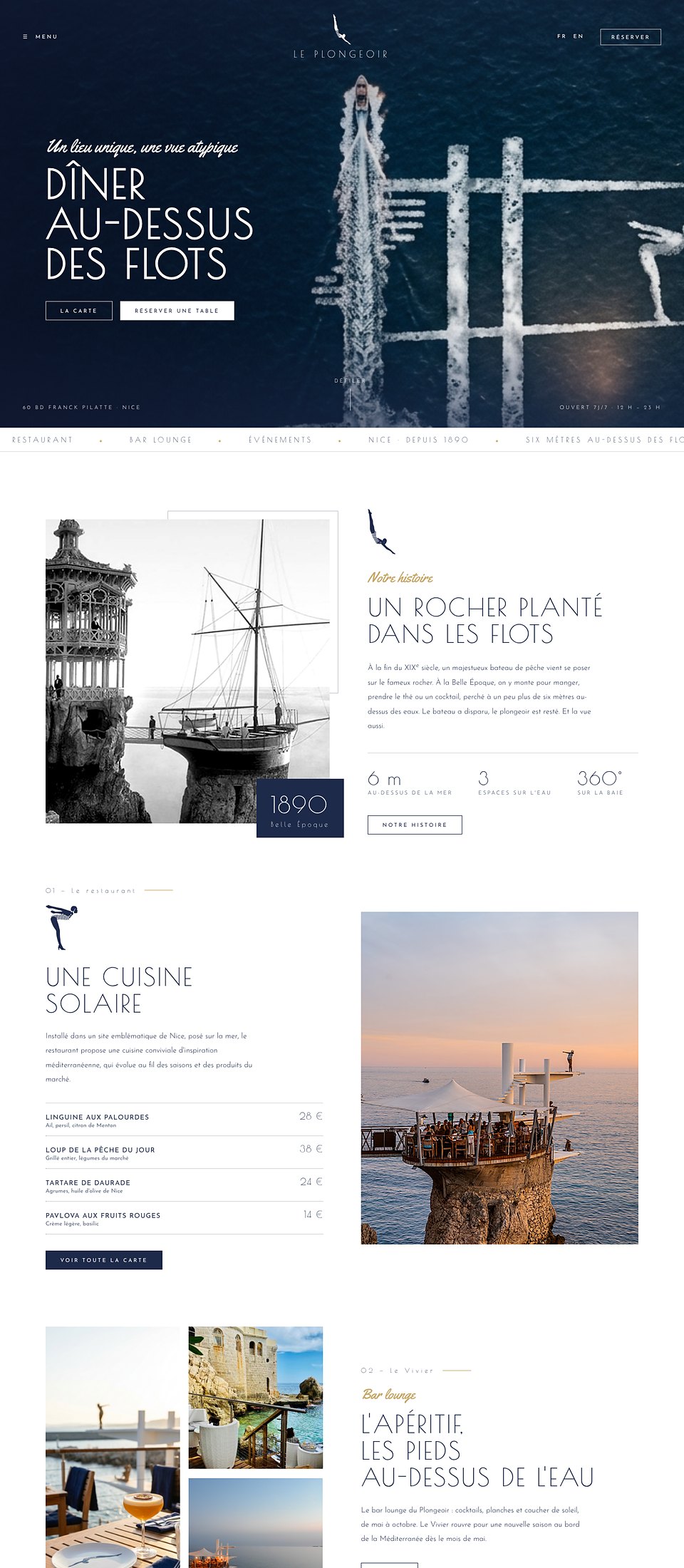Page d'accueil du site Le Plongeoir, version ordinateur